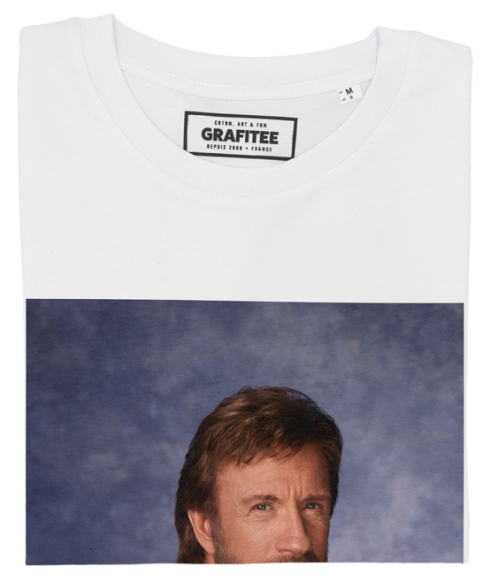 T-shirt Chuck Norris blanc plié