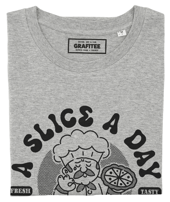 T-shirt A slice a day gris chiné plié