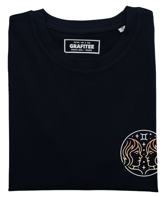 T-shirt Zodiac Gemini noir plié