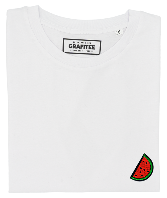 T-shirt Pastèque (brodé) blanc plié