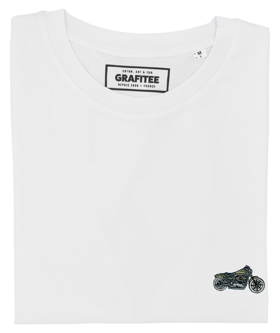 T-shirt Moto (brodé) blanc plié