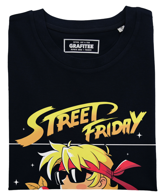 T-shirt Street Friday noir plié