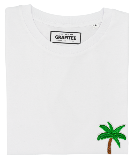 T-shirt Palmier (brodé) blanc plié