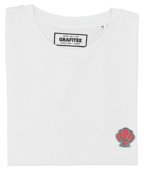 T-shirt Coquillage (brodé) blanc plié