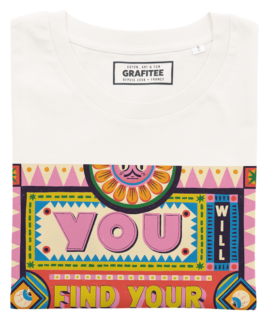 T-shirt Find Your Way blanc cassé plié