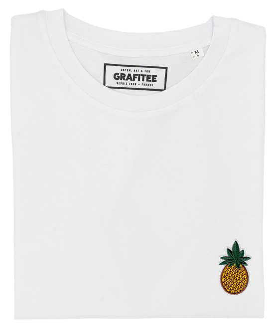 T-shirt Ananas (brodé) blanc plié