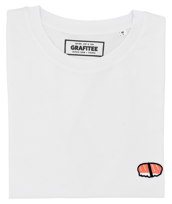 T-shirt Sushi (brodé) blanc plié