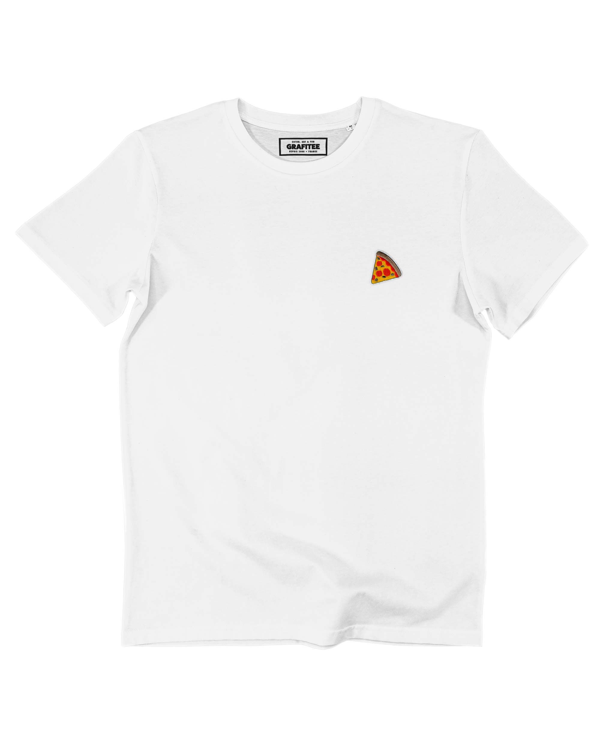 T-shirt Pizza (brodé) blanc plié