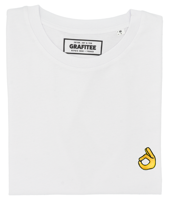 T-shirt Hand Ok (brodé) blanc plié