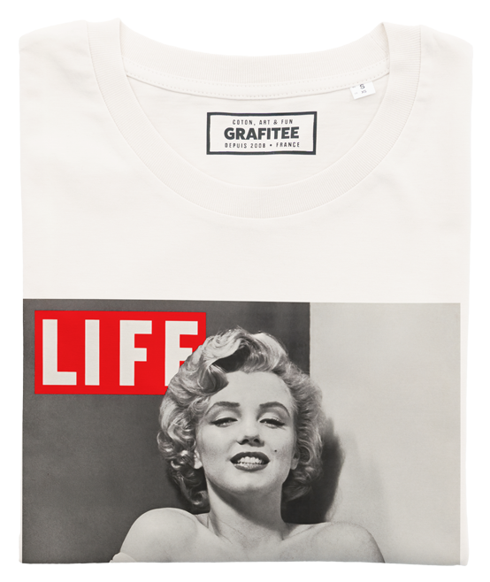 T-shirt Marilyn Monroe Magazine blanc cassé plié