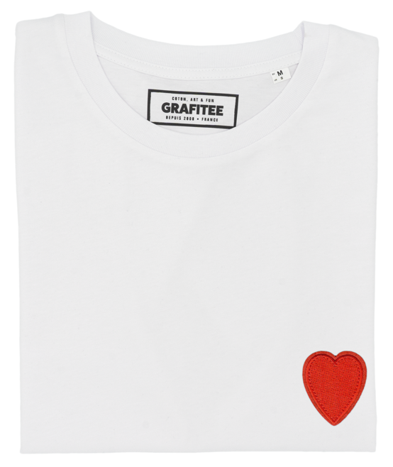 T-shirt Coeur (brodé) blanc plié