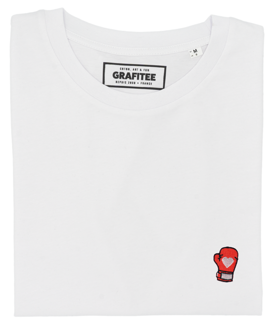 T-shirt Boxe (brodé) blanc plié