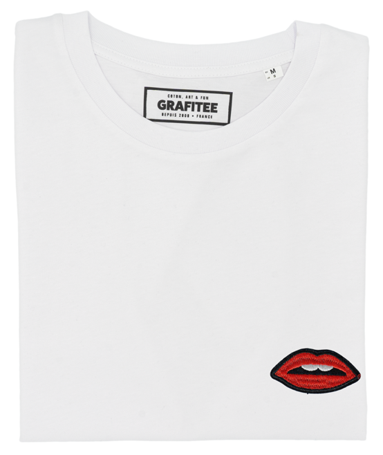 T-shirt Bouche (brodé) blanc plié