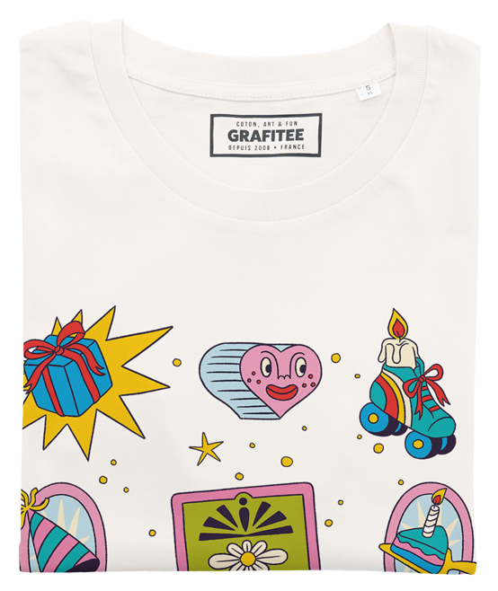 T-shirt Birthday Spots blanc cassé plié