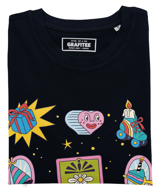 T-shirt Birthday Spots noir plié