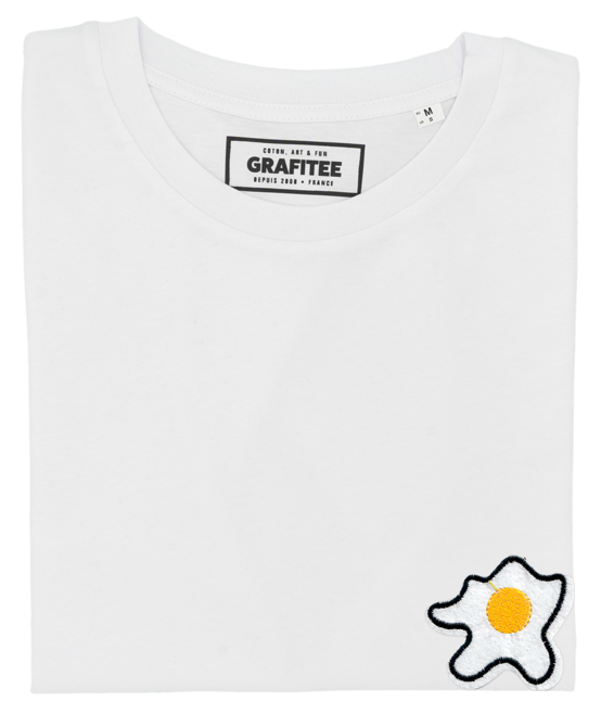 T-shirt Oeuf (brodé) blanc plié