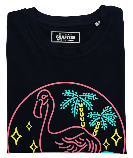 T-shirt Flamand Rose Neon noir plié