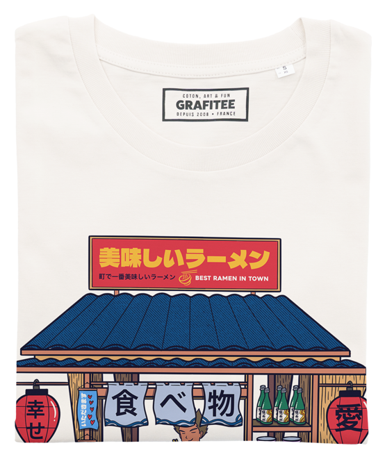 T-shirt House of Ramen Pokemon blanc cassé plié