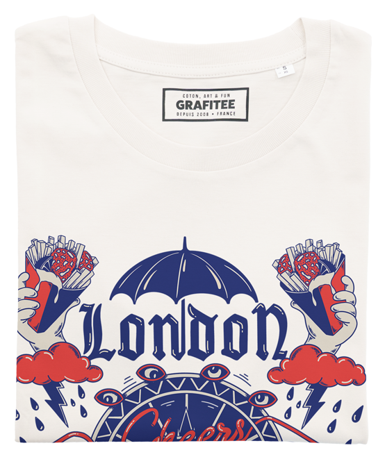 T-shirt Londres Life blanc cassé plié