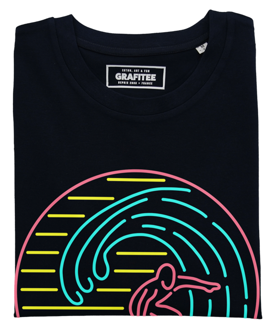 T-shirt Surf Neon noir plié