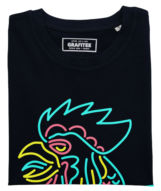 T-shirt Coq Neon noir plié