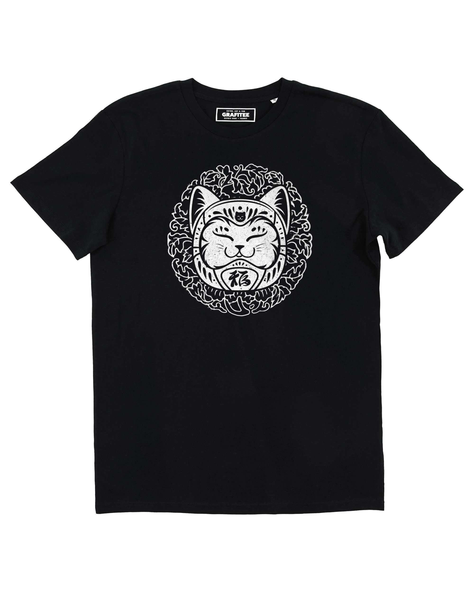 T-shirt Chat Daruma noir plié