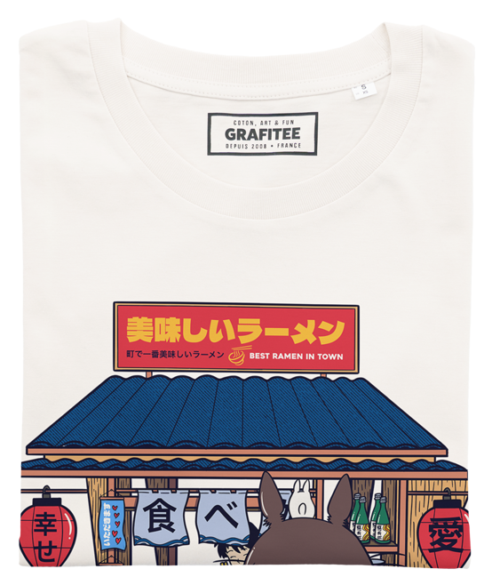 T-shirt House of Ramen Totoro blanc cassé plié