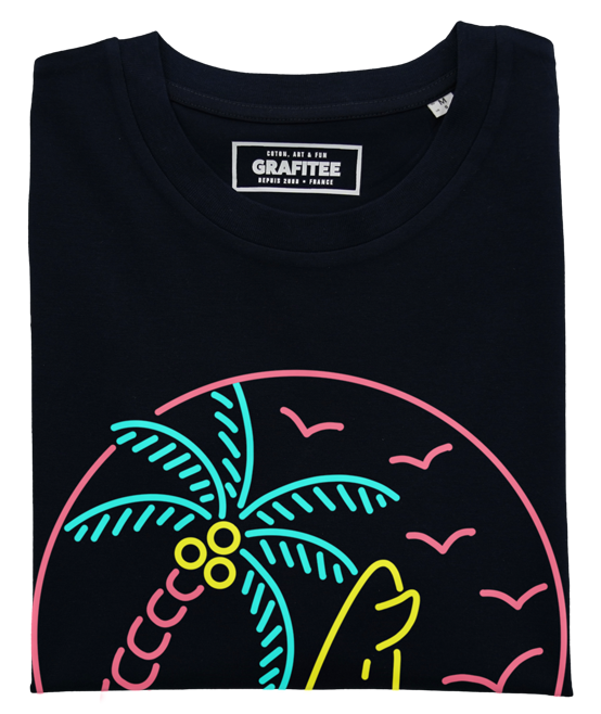 T-shirt Beach Please noir plié