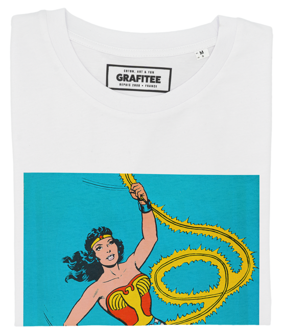 T-shirt Wonder Woman Comics blanc plié