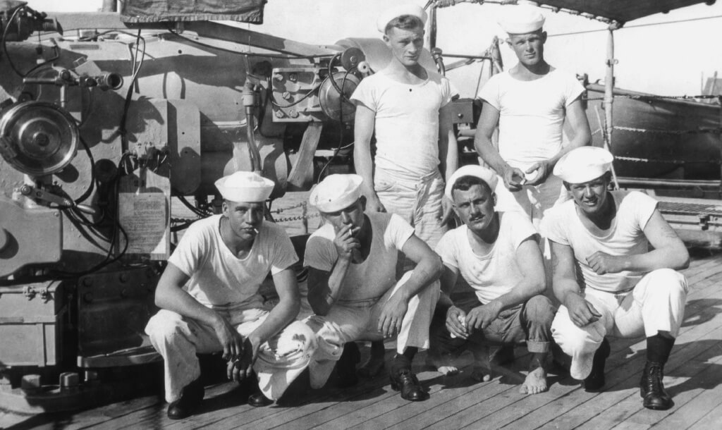 Marines américains habillés en t-shirt pendant la 1ère Guerre Mondiale
